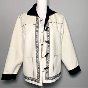 Vintage Alfred Dunner Faux Suede Floral Trim Jacket